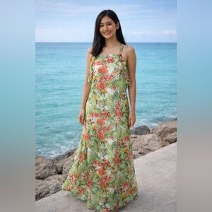 GB Floral Ruffle Strappy Back Sheer Lined Boho Lightweight Flow NWT Dress Medium